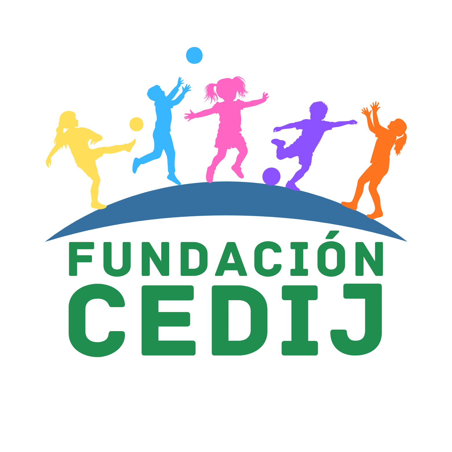 Logo colores, azul y verde de la fundación CEDIJ